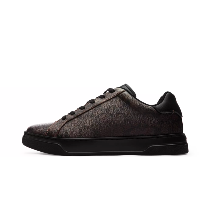 COACH High Line Sneaker In Signature Canvas Walnut Black