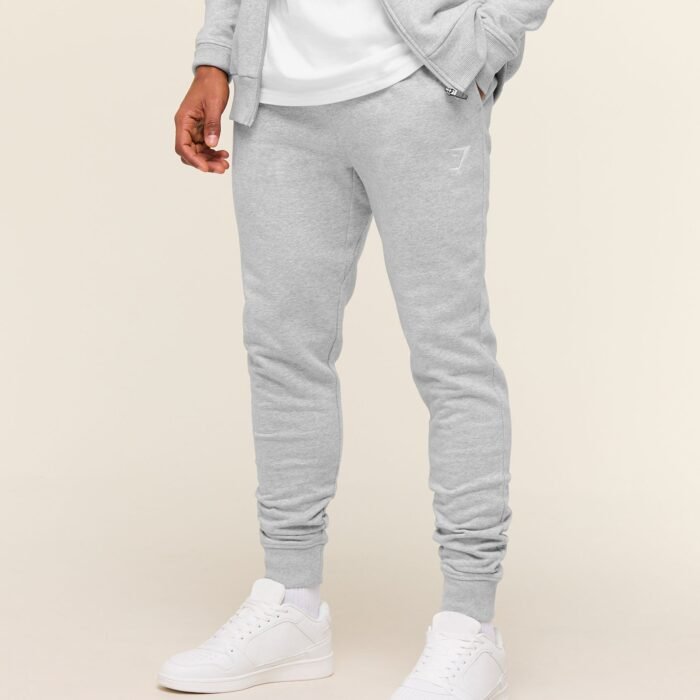 Gymshark Crest Joggers - Light Grey Marl