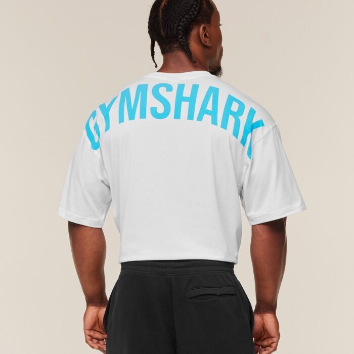 Gymshark Power T-Shirt - White/Brand Blue